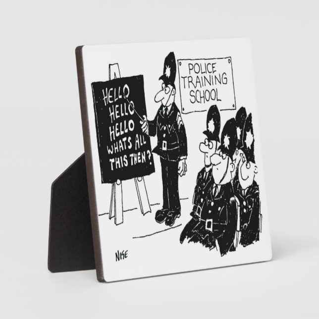 Police Training School. Funny Cartoon Illustration Plaque (Front)