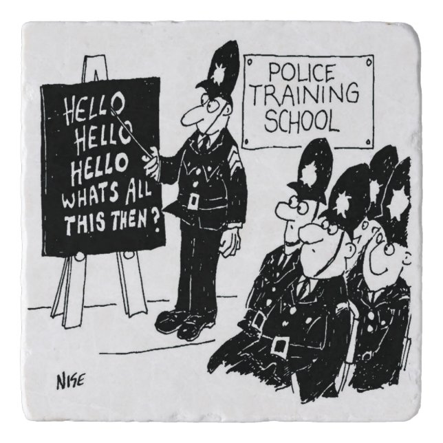 Police Training School. Funny Cartoon Illustration Trivet (Front)