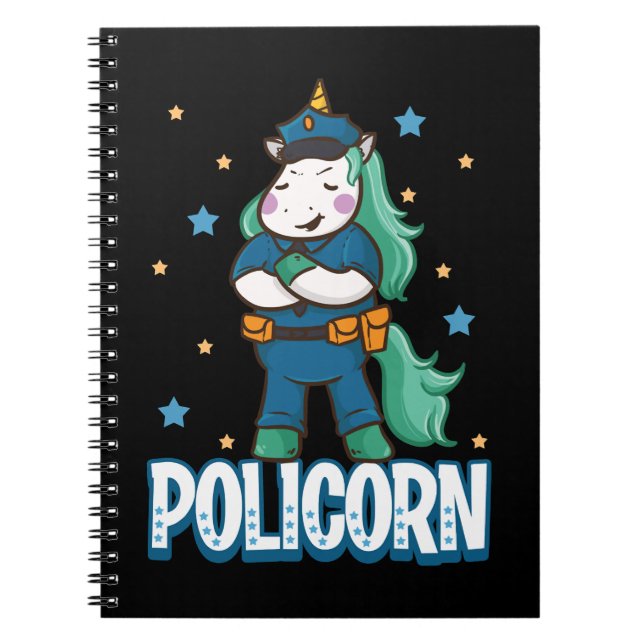 Police Unicorn Police Officer Funny Horse Lover Notebook (Front)