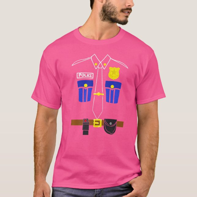 Police Uniform Costume Halloween Kids Girls Cop Bo T-Shirt (Front)