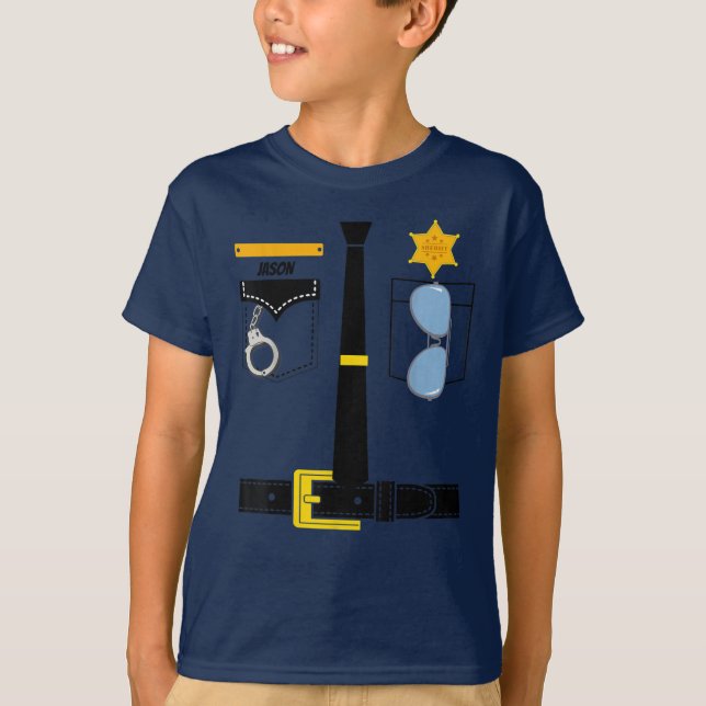  Police Uniform Costume Halloween Kids  T-Shirt (Front)