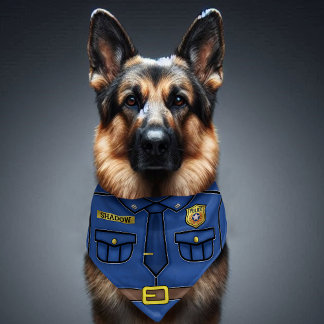 Police Uniform with Badge and Personalized Name Pet Bandana Collar