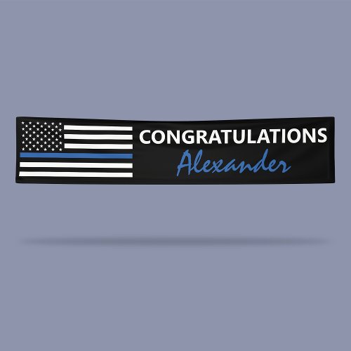 Police US Flag Thin Blue Line Banner
