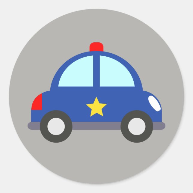 Police vehicle classic round sticker (Front)
