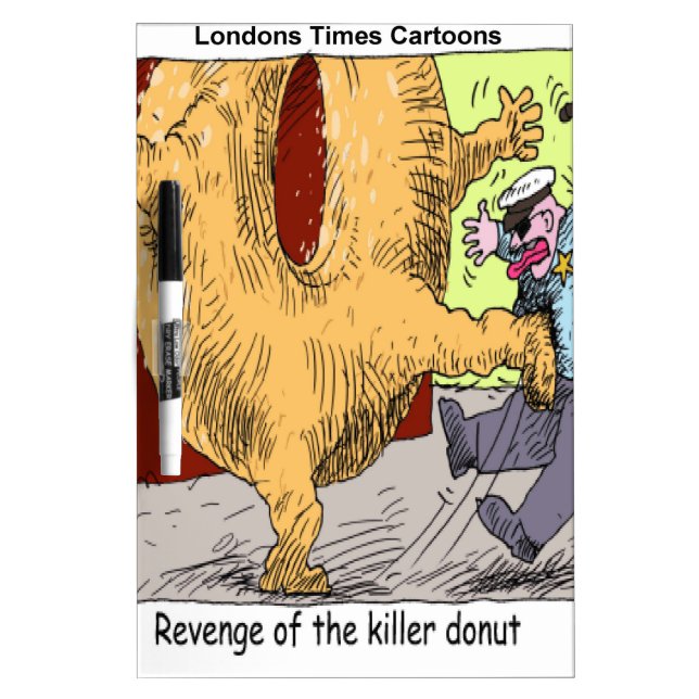 Police Vs Donut Funny Cartoon Dry Erase Board (Front)