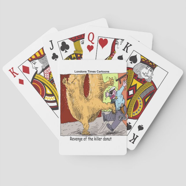 Police Vs Donut Funny Cartoon Poker Cards (Back)