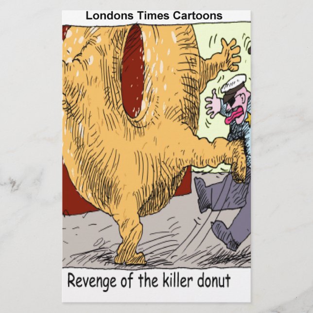 Police Vs Donut Funny Cartoon Stationery (Front)