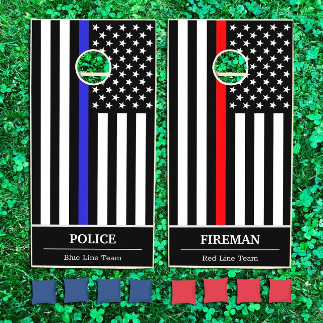 Police vs Fireman & American Flag, USA / Services Cornhole Set (Creator Uploaded)