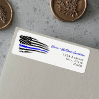 Police Watercolor Thin Blue Line Flag