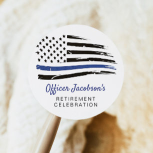 Police Watercolor Thin Blue Line Flag Retirement Classic Round Sticker