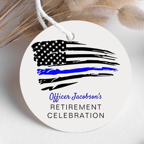 Police Watercolor Thin Blue Line Flag Retirement