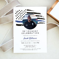 Police Watercolor Thin Blue Line Flag Retirement I