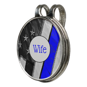 Police Wife Thin Blue Line American Flag LEO Golf Hat Clip
