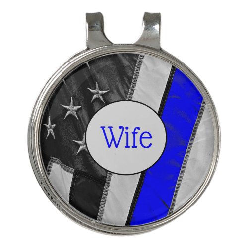 Police Wife Thin Blue Line American Flag LEO Golf Hat Clip
