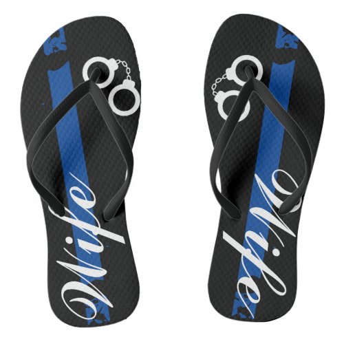 Police Wife Thin Blue Line Flip Flops