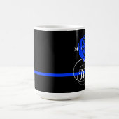 Police Wife Thin Blue Line Rose Custom Name Coffee Mug (Center)