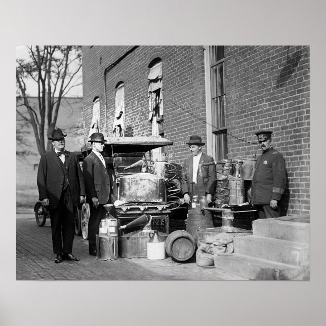 Police With Confiscated Still, 1922. Vintage Photo Poster (Front)