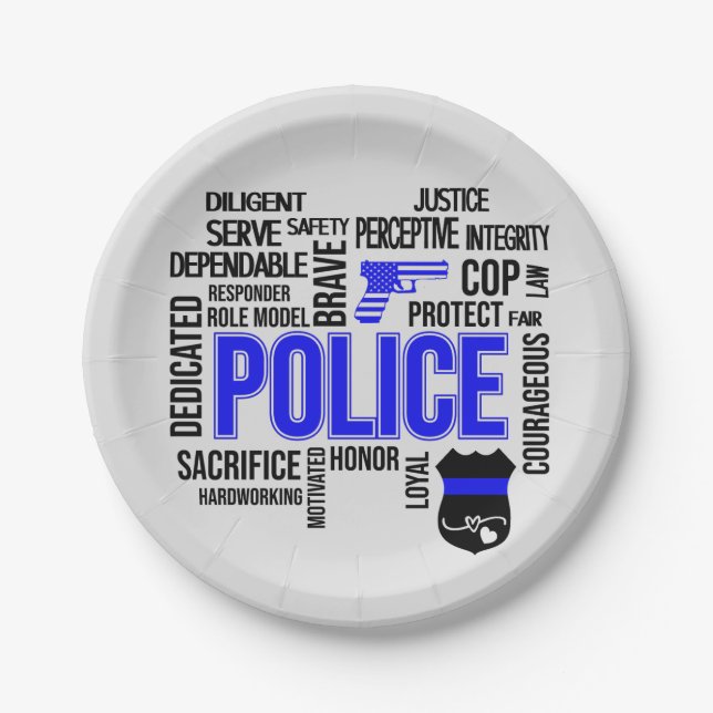 Police with Descriptive Words Party Plates (Front)