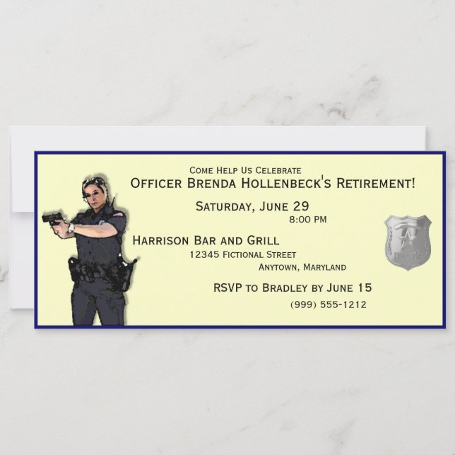 Police Woman Custom Retirement Party Invitations (Front)