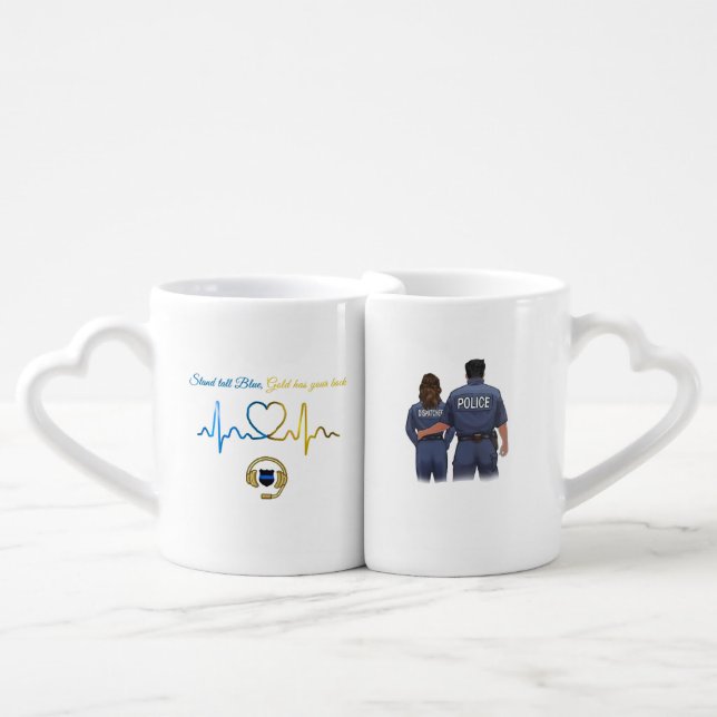 Police x Dispatcher Couple Personalized Coffee Mug (Front Nesting)