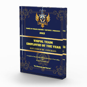 Police year end recognition DIY logo luxury glam Acrylic Award
