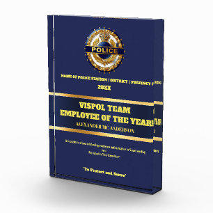 Police year end recognition navy gold DIY logo Acrylic Award
