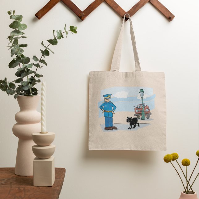 Policeman And A Black Cat Tote Bag (Creator Uploaded)