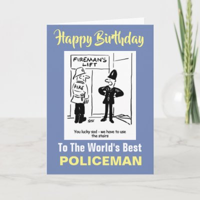 Policeman and Fireman Joke  - Happy Birthday Card