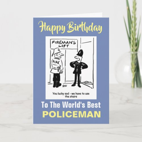 Policeman and Fireman Joke  _ Happy Birthday Card