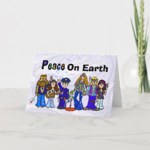 Policeman and Hippies Christmas Card