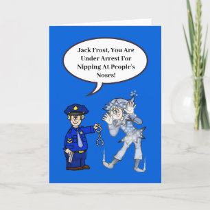 Policeman and Jack Frost Funny Christmas Card