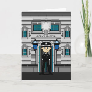 Policeman and Police Station Card