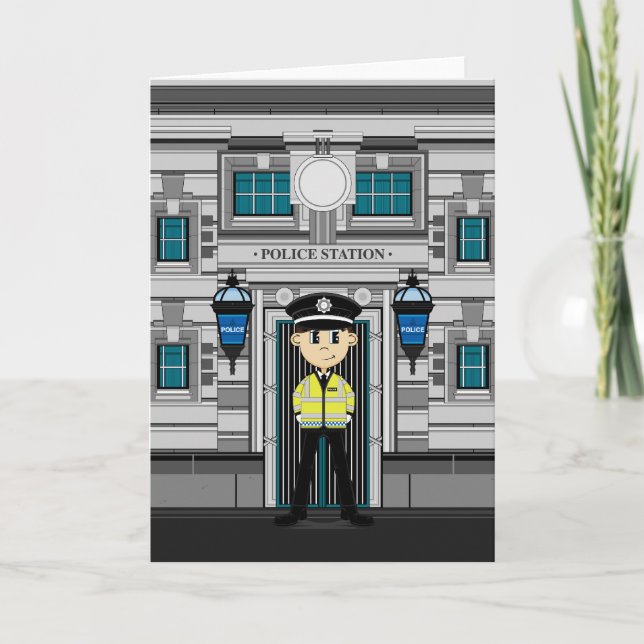 Policeman and Police Station Card (Front)