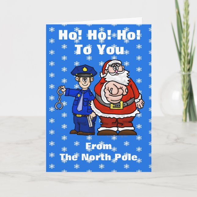Policeman and Santa Naughty List Christmas Card (Front)