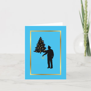 Policeman and Tree Silhouette Christmas Card