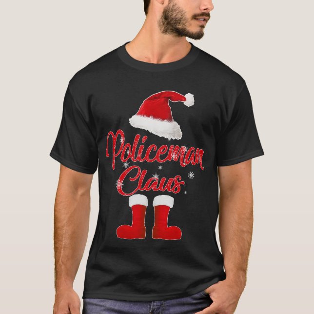 policeman claus christmas family matching T-Shirt (Front)