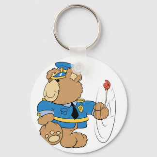 Policeman Cop Bear Keychain