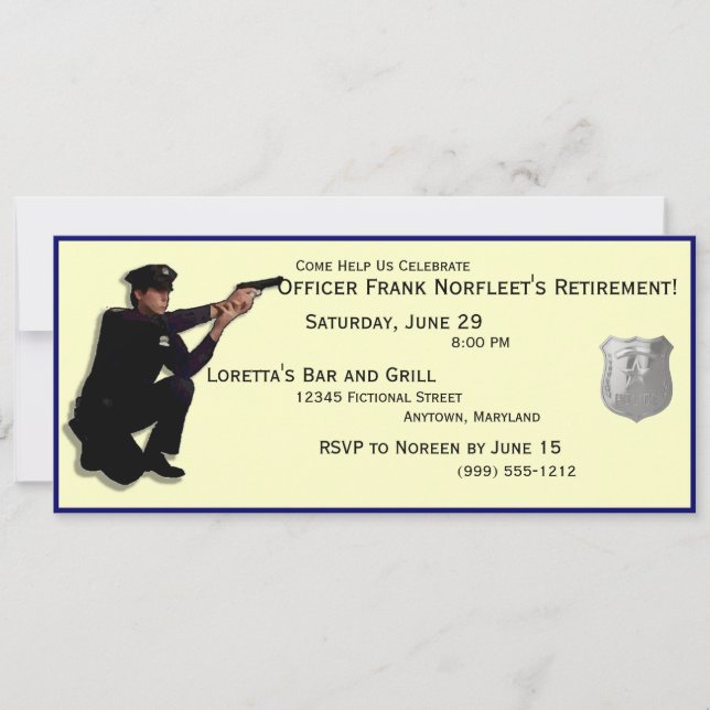 Policeman Custom Retirement Party Invitations (Front)