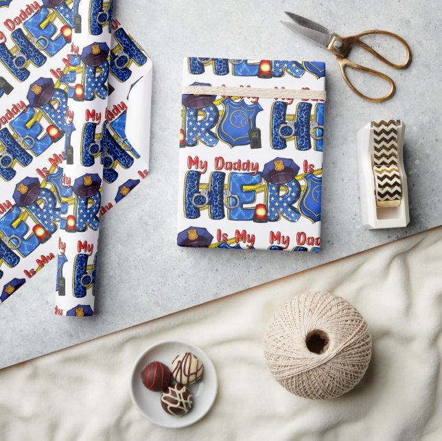 Policeman Daddy Hero  Wrapping Paper (Crafts)
