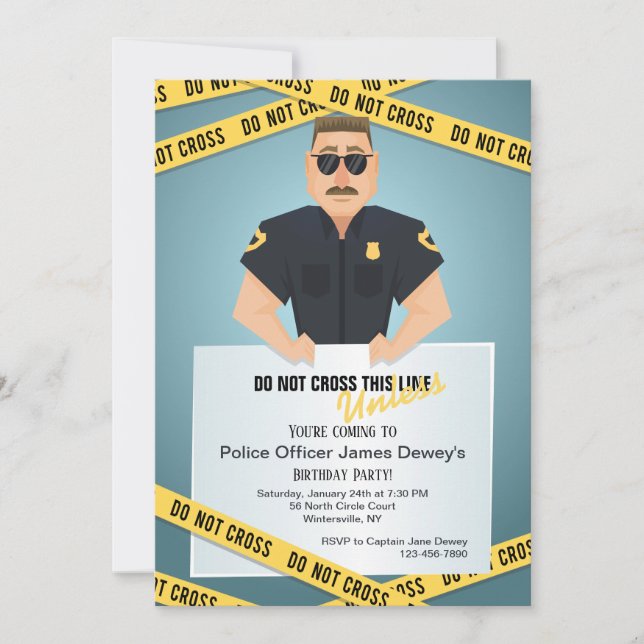 Policeman Do Not Cross Tape Invitation (Front)