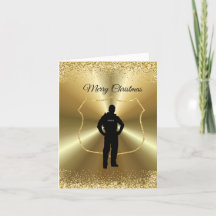 Policeman Golden Christmas Card