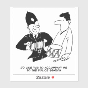 Policeman has Accordion Cartoon. Sticker