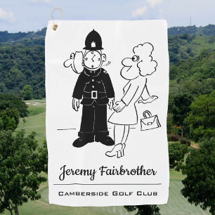 Policeman has Clock Face Cartoon Golf Towel
