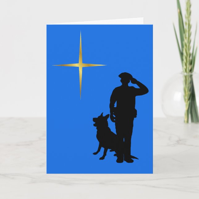 Policeman K-9 Dog Silhouette Christmas Card (Front)