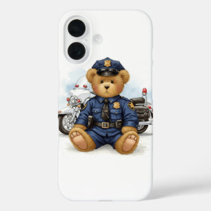 Policeman on Duty, Teddy and Motorcycle by Natasha iPhone 16 Case