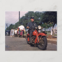 Policeman on old Motorcycle 1939 Vintage photo