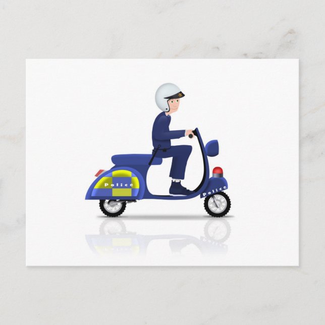Policeman on Scooter Postcard (Front)