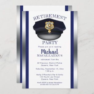 Policeman Police Cop Hat Retirement Party Invitation