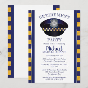 Policeman Police Cop Hat Retirement Party Invitation