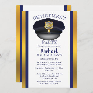 Policeman Police Cop Hat Retirement Party Invitation